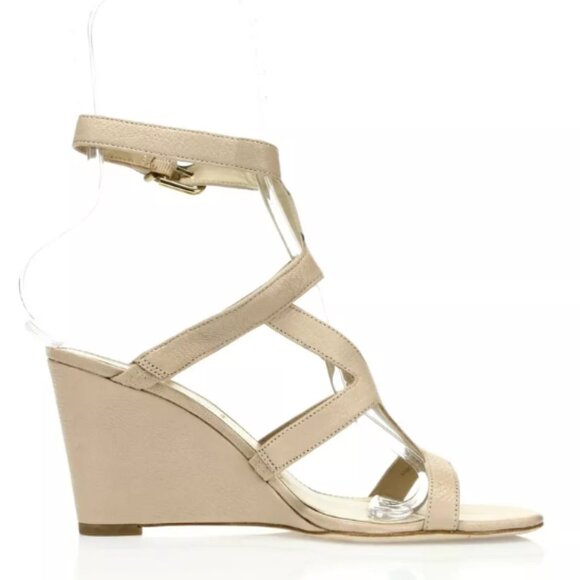 Via Spiga Wedge Sandal Nude Strappy Leather Heels SZ 7.5 EUC - Picture 4 of 13